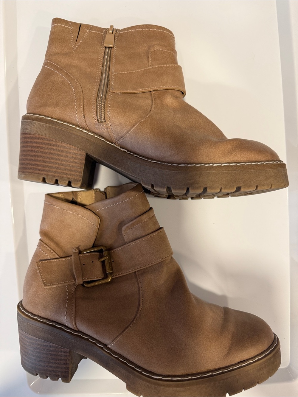 torrid Cognac Buckled Ankle Booties 7.5 wide width